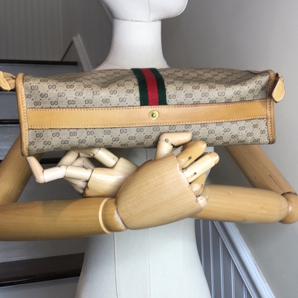 GUCCI Micro GG Sherry Line Top Handle Travel Case Shaving Kit Leather Lining VTG - Picture 5 of 16